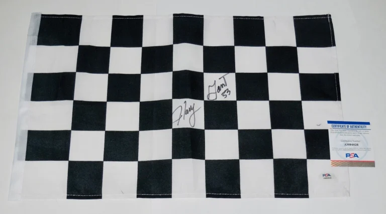 HARRY GRANT AUTOGRAPHED CHECKERED RACING FLAG (INDIANAPOLIS 500) - PSA DNA!