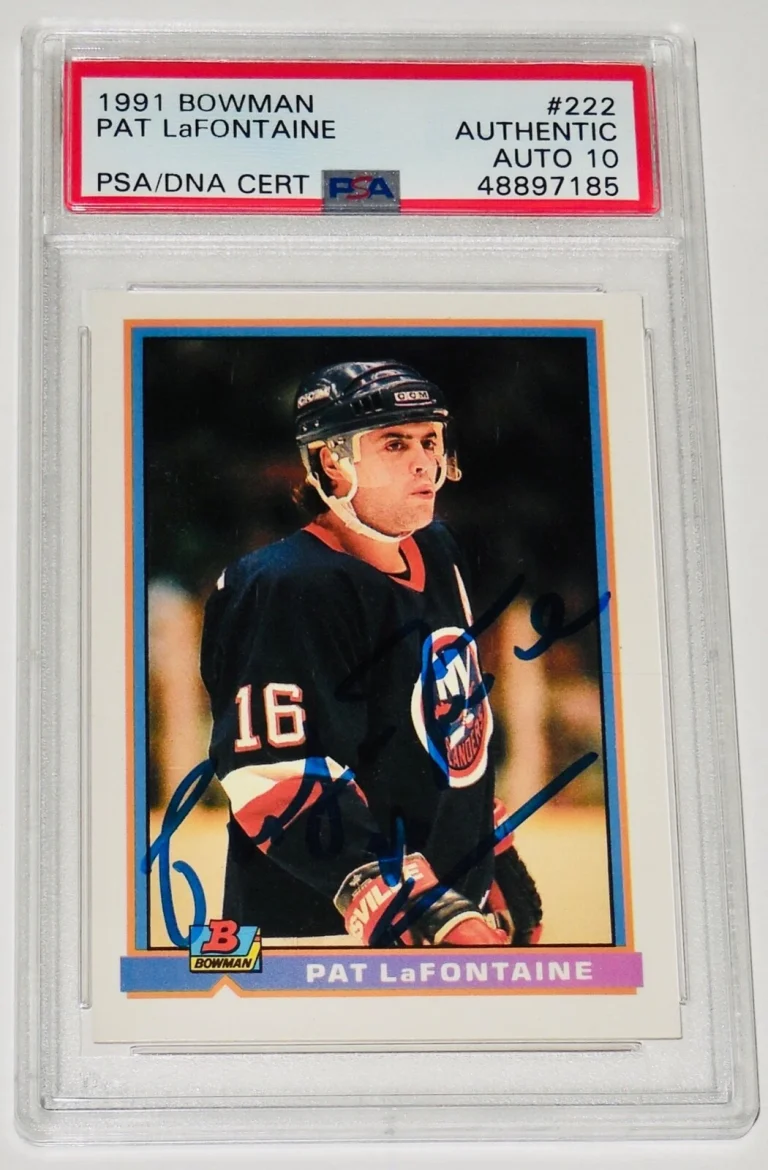 PAT LAFONTAINE AUTOGRAPHED 1991 BOWMAN #222 CARD (PSA 10) - NEW YORK ISLANDERS!