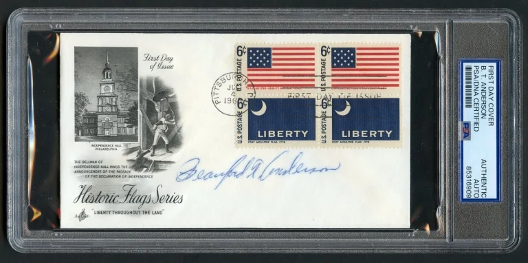 Beauford Anderson d1996 signed autograph FDC MOH Recipient Army WWII PSA Slabbed
