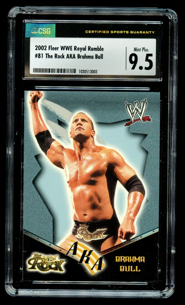 The Rock #81 Fleer WWE Royal Rumble 2002 AKA Brahma Bull Card CSG 9.5