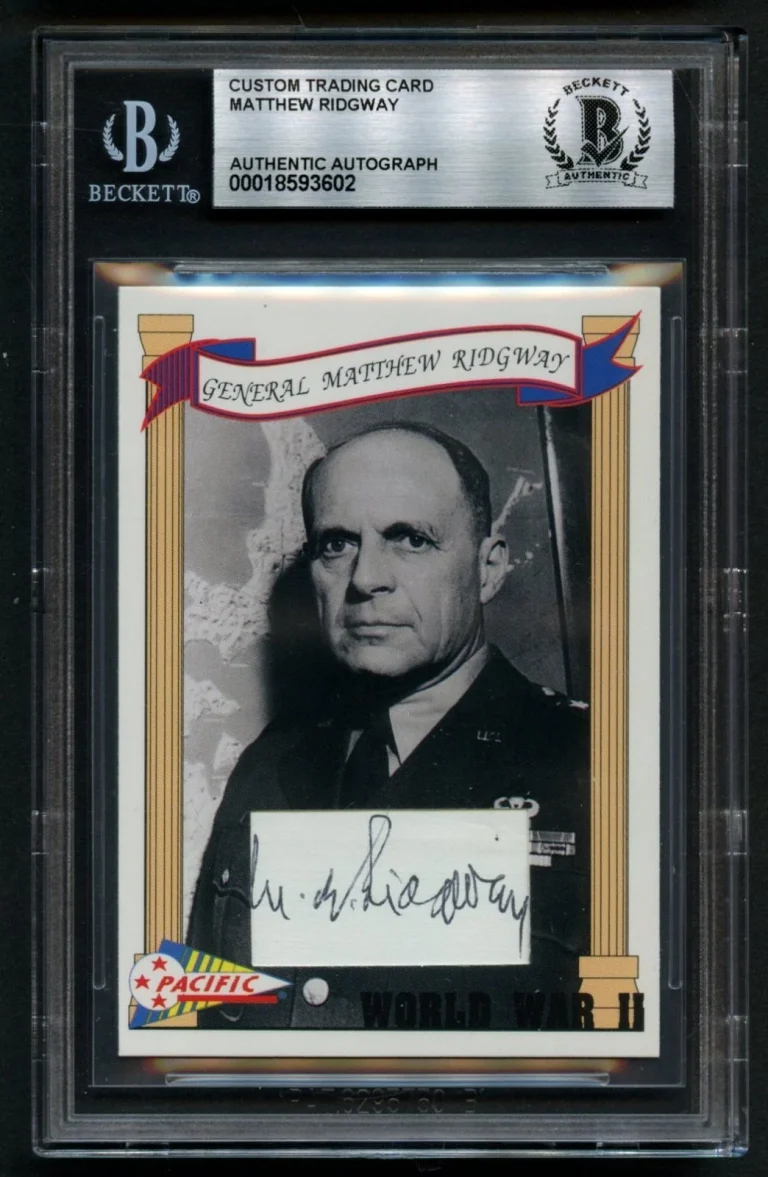 Matthew Ridgway d1993 signed autograph US Army Chief of Staff Custom Cut BAS