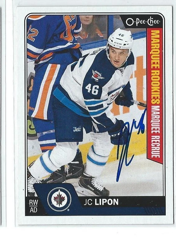 J.C. Lipon Signed 2016/17 O-Pee-Chee Marquee Rookies Card #553