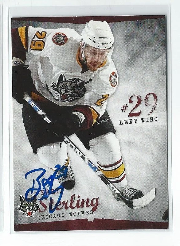 Brett Sterling Signed 2009/10 Chicago Wolves Team Issued Card