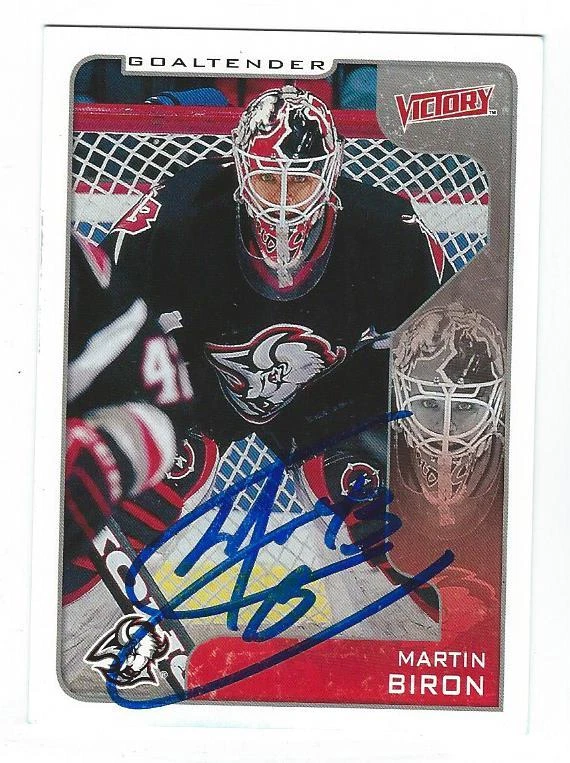 Martin Biron Signed 2001/02 Upper Deck Victory Card #43