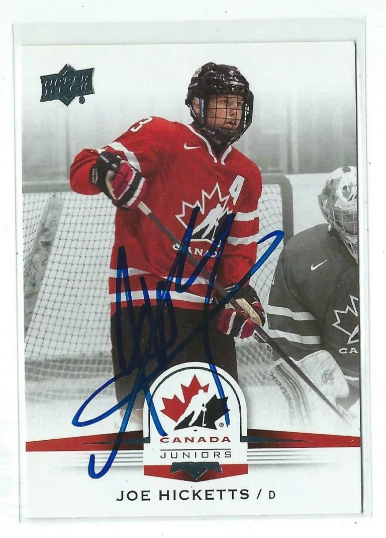 Joe Hicketts Signed 2013/14 Upper Deck Canada Juniors Card #32 Red Wings