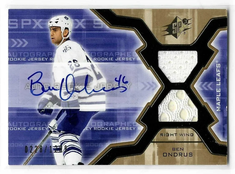 Ben Ondrus 2006/07 SPX Rookie Jersey Autograph Card #168 Maple Leafs 0228/1299