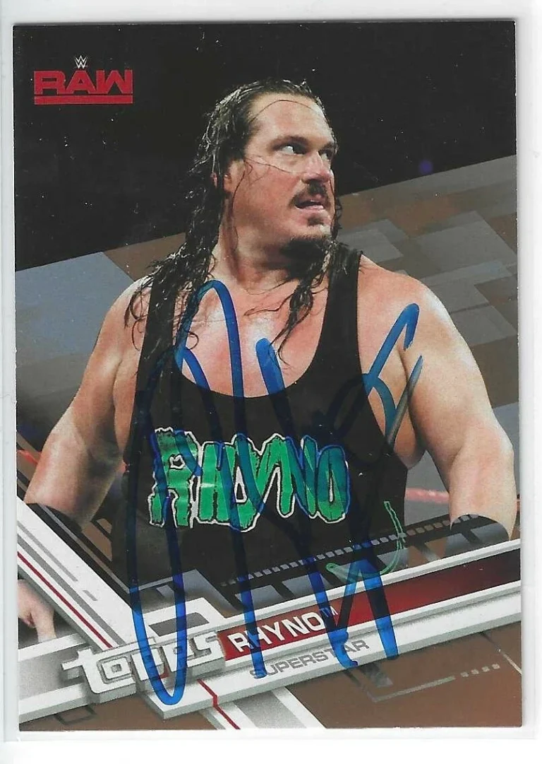 Rhyno Signed 2017 Topps WWE Raw Then Now Forever Bronze Card #132