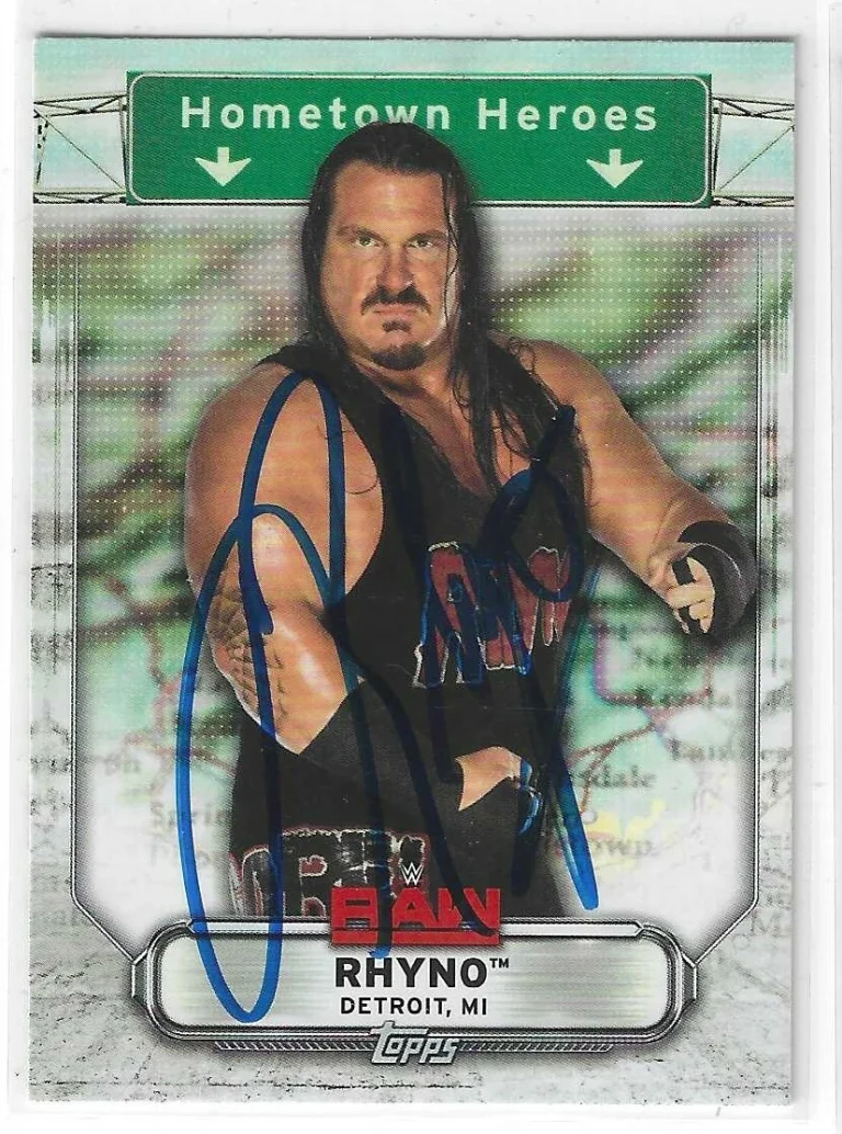 Rhyno Signed 2019 Topps WWE Raw Hometown Heroes Card HH-31