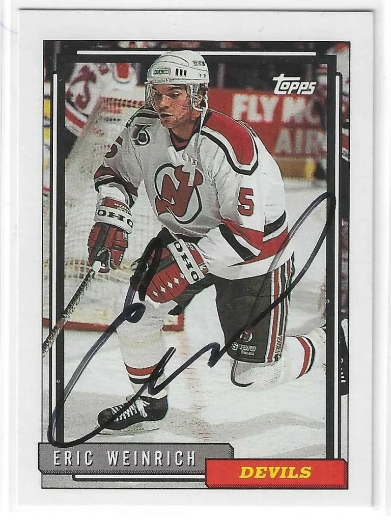 Eric Weinrich Signed 1992/93 Topps Card #399 New Jersey Devils