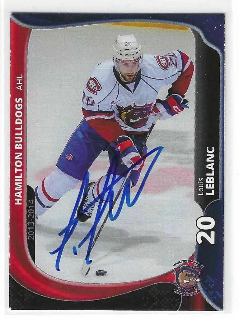 Louis Leblanc Signed 2013/14 AHL Hamilton Bulldogs Team Issued Card #9