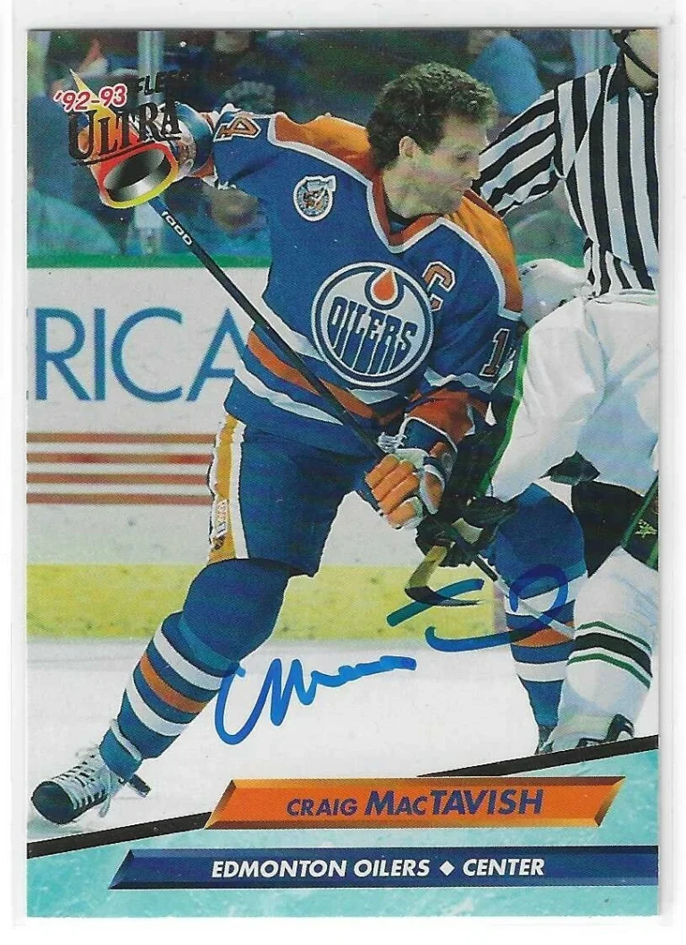 Craig MacTavish Signed 1992/93 Fleer Ultra Card #294 Edmonton Oilers
