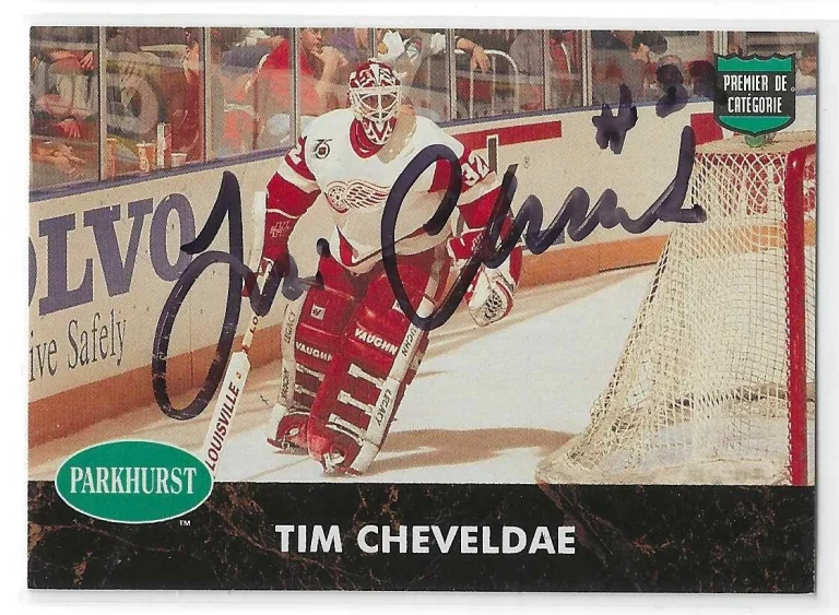 Tim Cheveldae Signed 1992/93 Parkhurst French Card #441 Detroit Red Wings