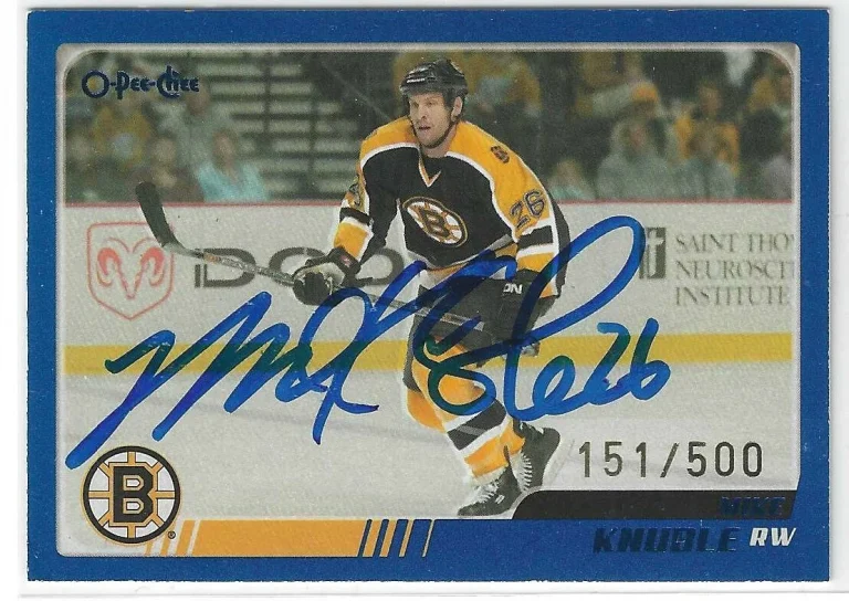 Mike Knuble Signed 2003/04 O-Pee-Chee Blue Card #136 151/500 Boston Bruins