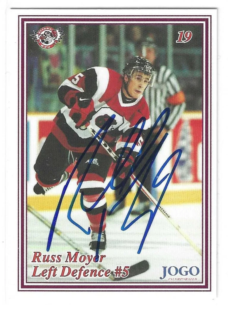 Russ Moyer Signed 1999/00 Ottawa 67's Team Issued Card #19