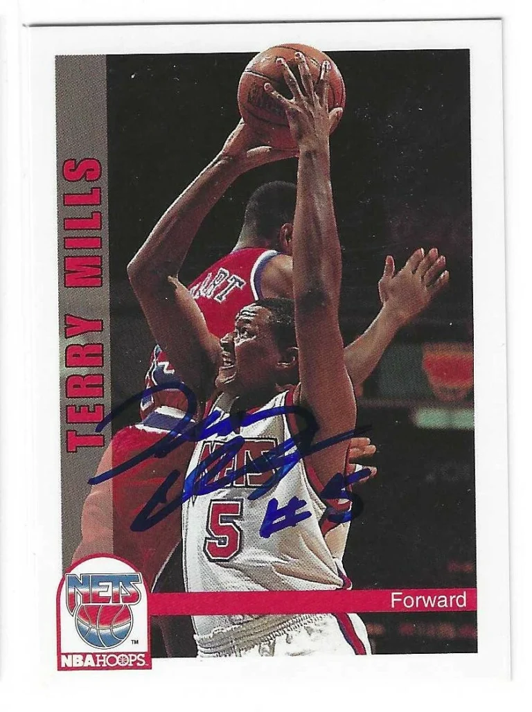 Terry Mills Signed 1992/93 NBA Hoops Card #149 New Jersey Nets