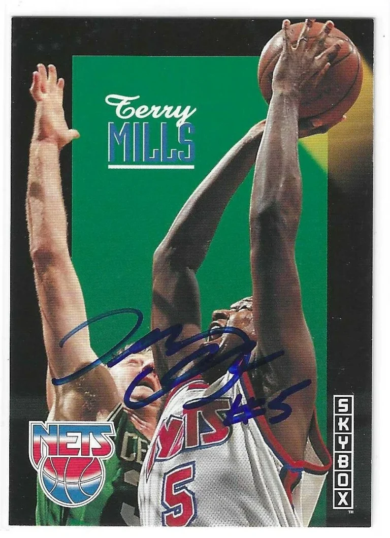 Terry Mills Signed 1992/93 Sky Box Card #157 New Jersey Nets