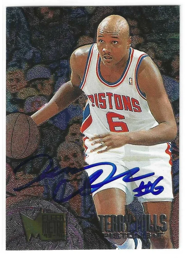 Terry Mills Signed 1995/96 Fleer Metal Card #31 Detroit Pistons
