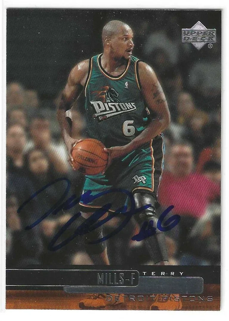 Terry Mills Signed 1999/00 Upper Deck Card #214 Miami Heat Detroit Pistons
