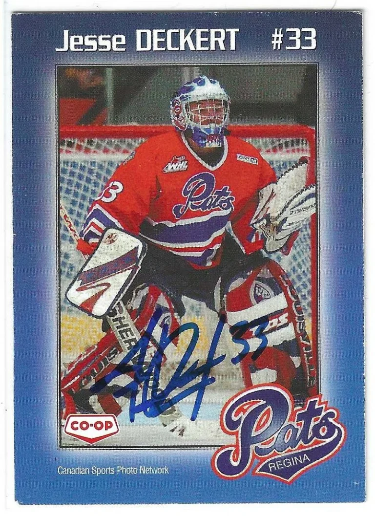Jesse Deckert Signed 2003/04 Regine Pats Team Issued Card