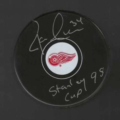 Jamie Macoun Signed & Inscribed Detroit Red Wings Puck