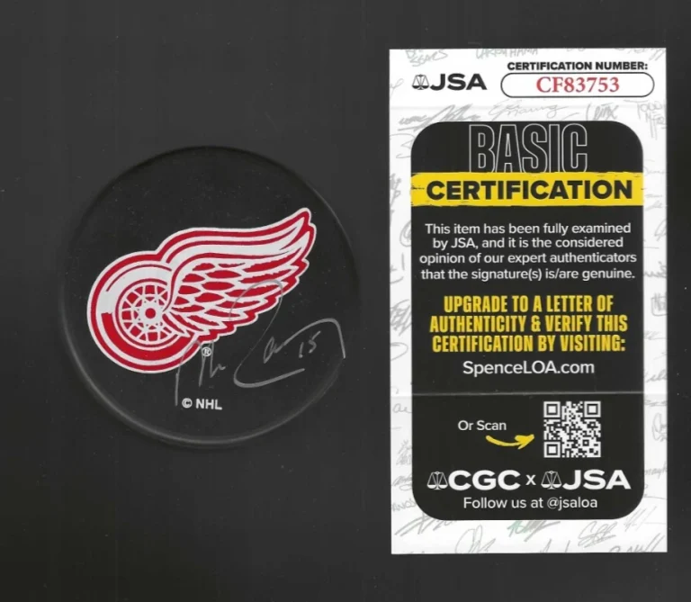 Mike Ramsey Signed Detroit Red Wings Ravens Athletic Puck JSA COA