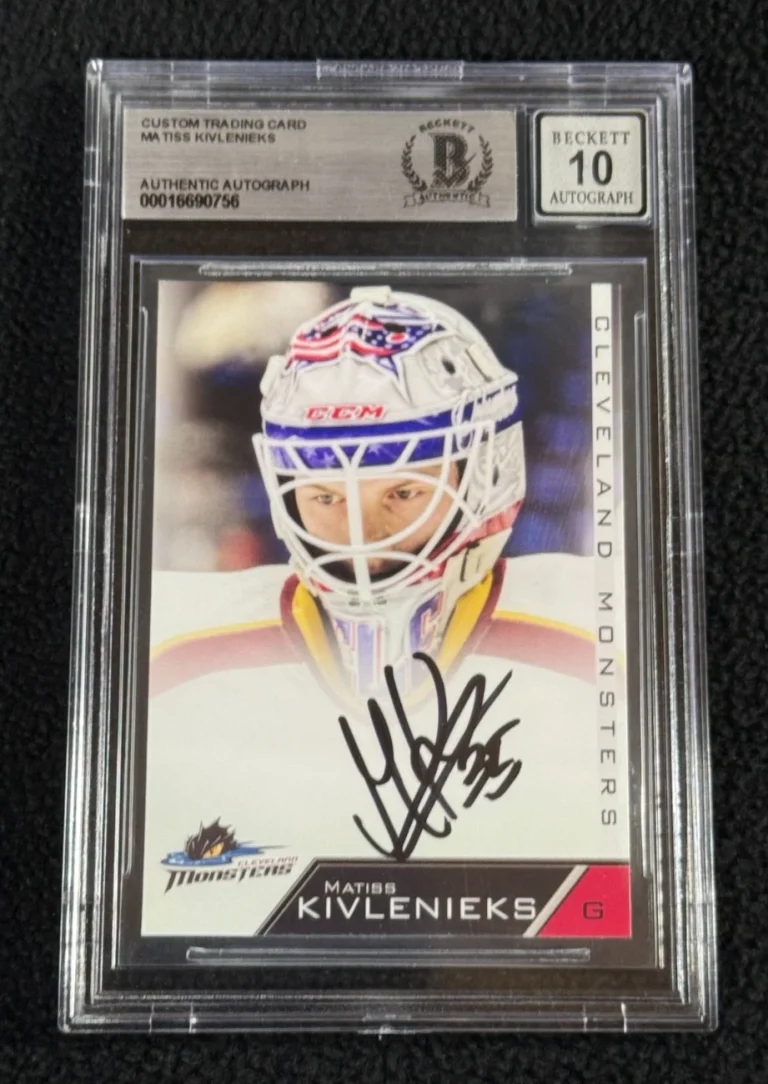 Matiss Kivlenieks Signed Cleveland Monsters Custom Trading Card BAS Auto 10