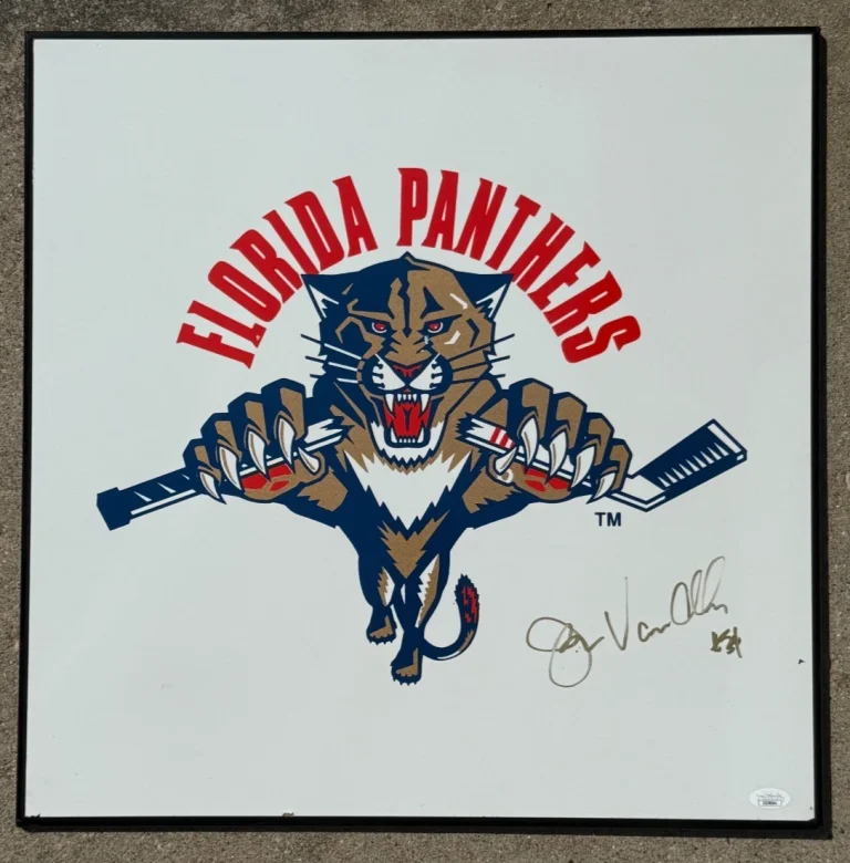 John Vanbiesbrouck Signed Florida Panthers Logo Vintage 20x20 Plaque JSA COA