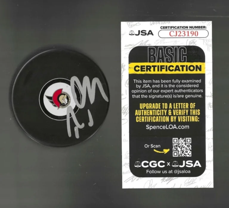 Ridly Greig Signed Ottawa Senators Puck JSA COA