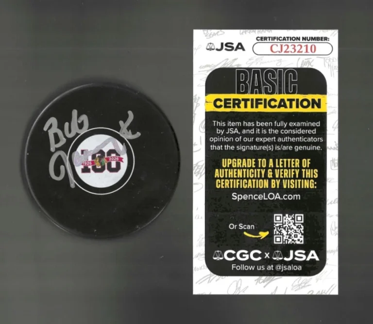 Bob Janecyk Signed Chicago Blackhawks Centennial 100th Puck JSA COA
