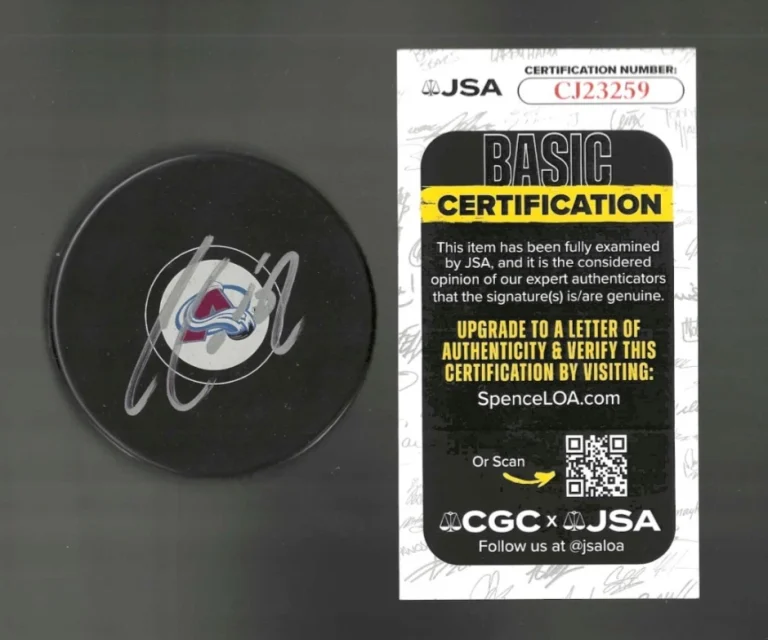 Adam Foote Signed Colorado Avalanche Puck JSA COA