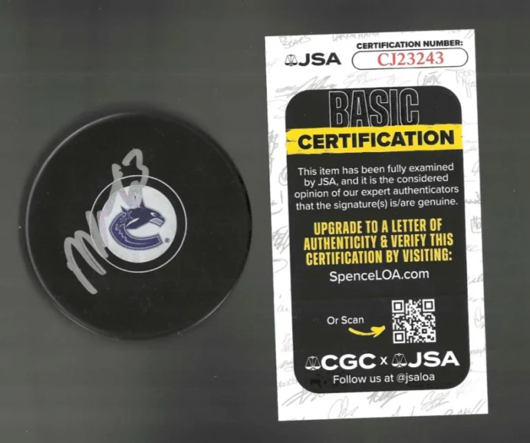 Max Sasson Signed Vancouver Canucks Puck JSA COA