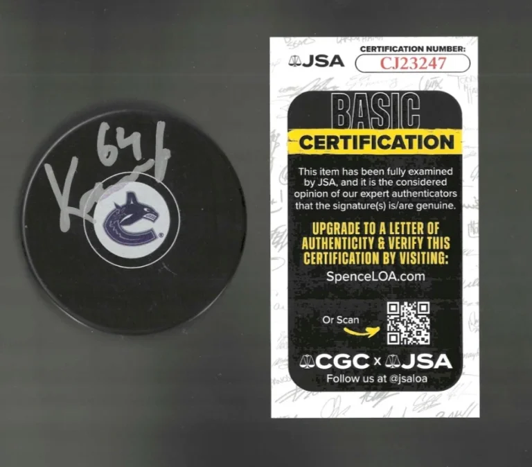 David Kampf Signed Vancouver Canucks Puck JSA COA