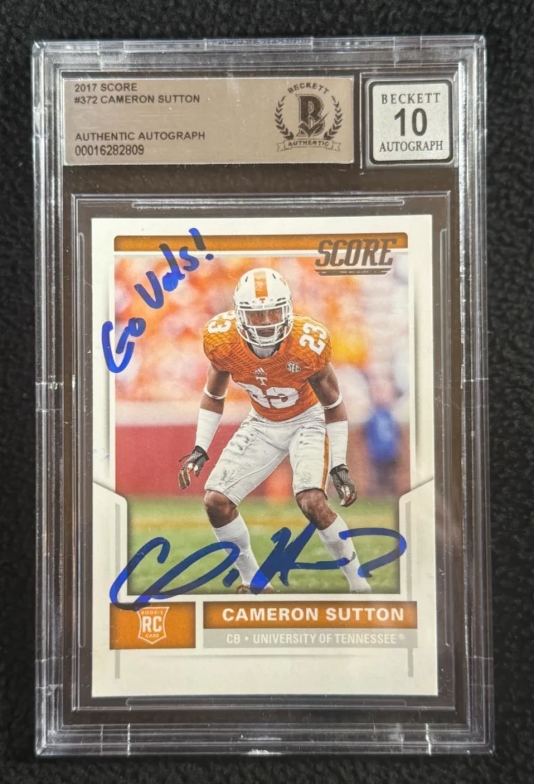 Cam Sutton Signed 2017 Score Rookie Card #317 BAS Certified Auto Grade 10 Vols