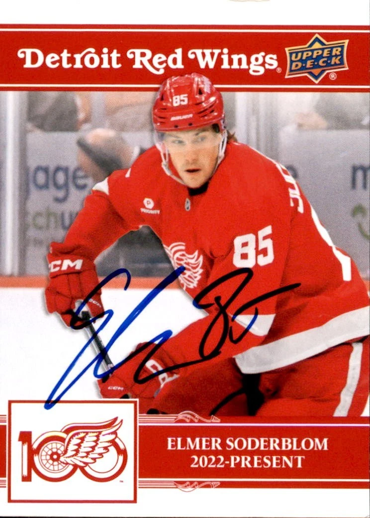 Elmer Soderblom Signed 2025/26 Upper Deck Detroit Red Wings Centennial Card #41