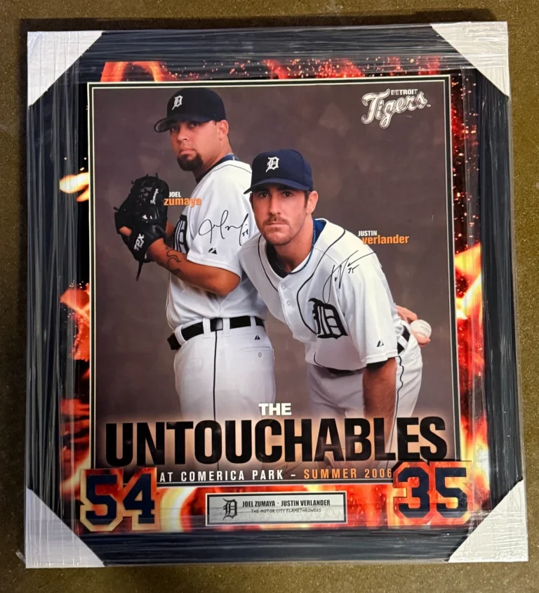 Justin Verlander & Joel Zumaya Signed Detroit Tigers 2006 Framed Poster JSA COA