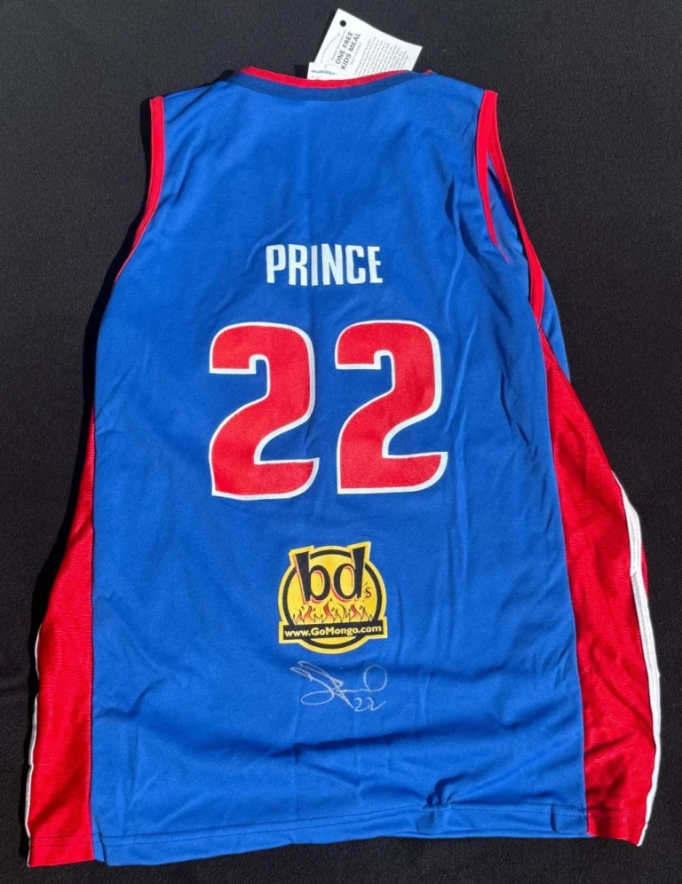 Tayshaun Prince Signed Detroit Pistons SGA BD'S Mongolian Grill L Jersey JSA