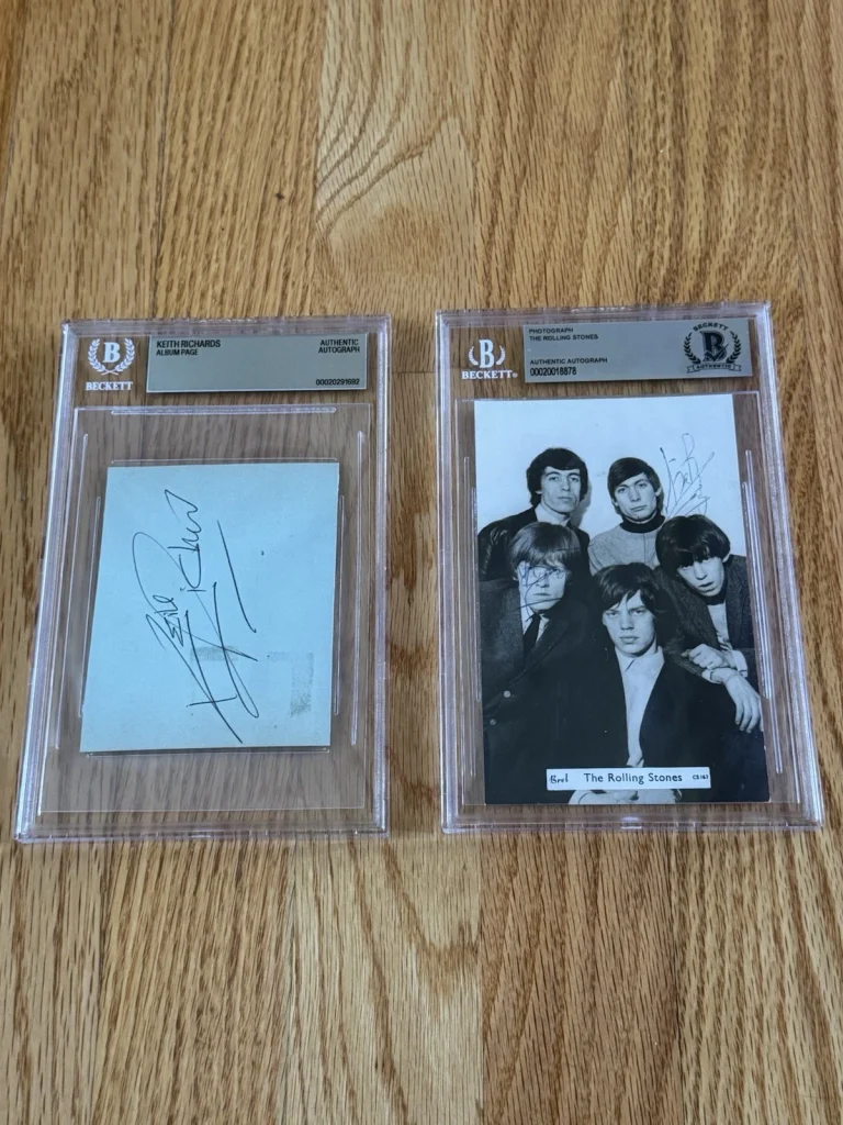 Rolling Stones Signed Set- Mick Jagger Wyman Watts Jones Richards Beckett Slab