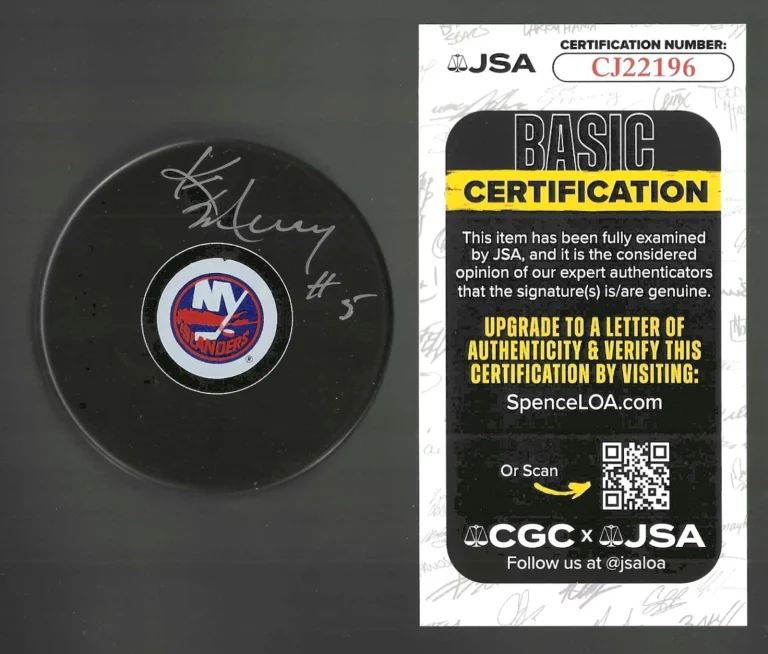 Ken Murray Signed New York Islanders Puck JSA COA