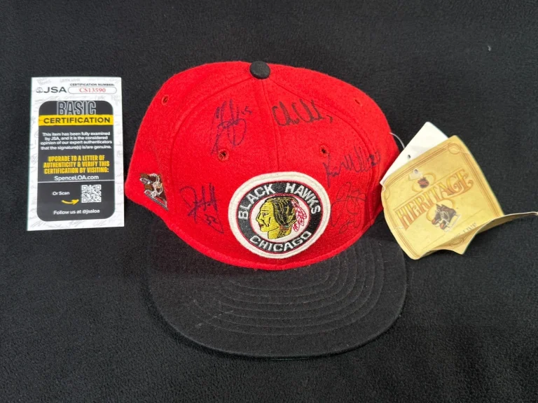 Chicago Blackhawks Stars Multi-Signed Heritage Hat Chris Chelios JSA COA