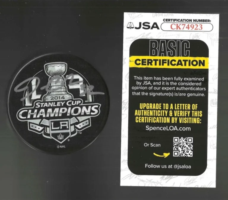 Jonathan Quick Signed Los Angeles Kings 2014 Stanley Cup Champions Puck JSA COA