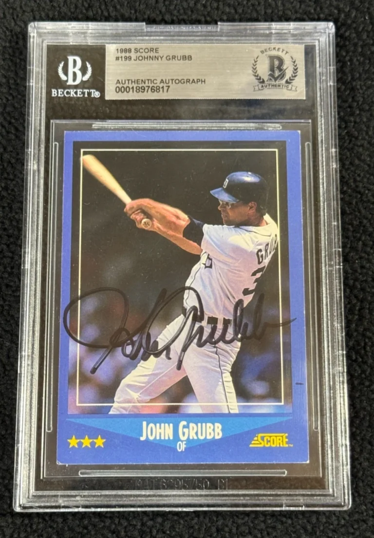 Johnny Grubb Signed 1988 Donruss Card #199 BAS Certified Detroit Tigers