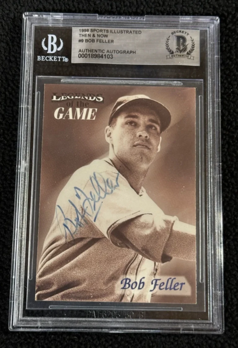 Bob Feller Signed 1998 Sports Illustrated Then And Now Card #9 BAS Certified