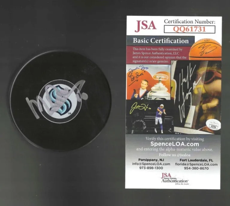 Matty Beniers Signed Seattle Kraken Puck JSA COA