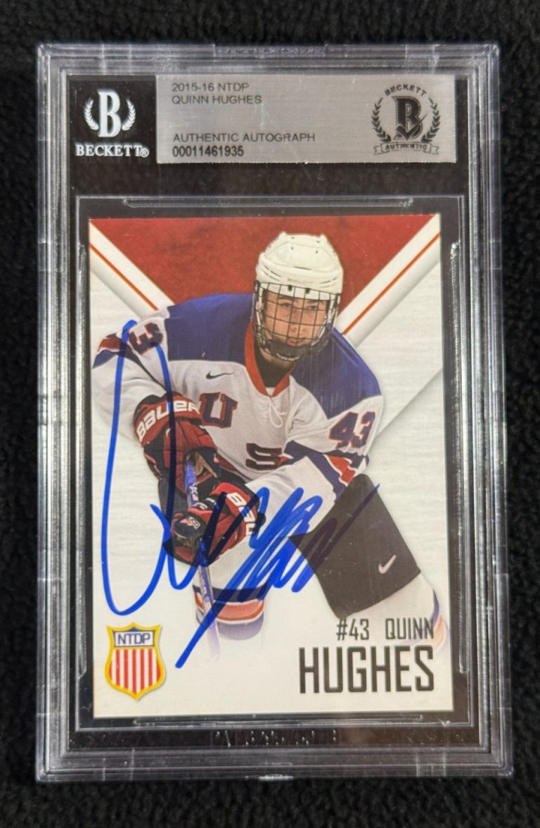 Quinn Hughes Signed USA NTDP Team Issued 1st Ever Card 26 Olympics BAS Certified