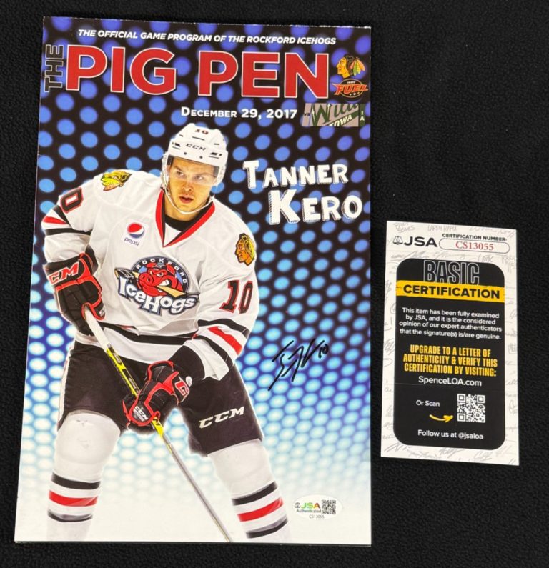 Tanner Kero Signed Blackhawks Rockford Ice Hawks Program Magazine #1 JSA COA