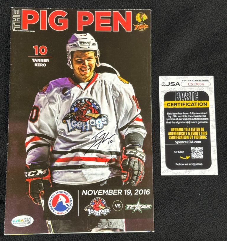 Tanner Kero Signed Blackhawks Rockford Ice Hawks Program Magazine #2 JSA COA