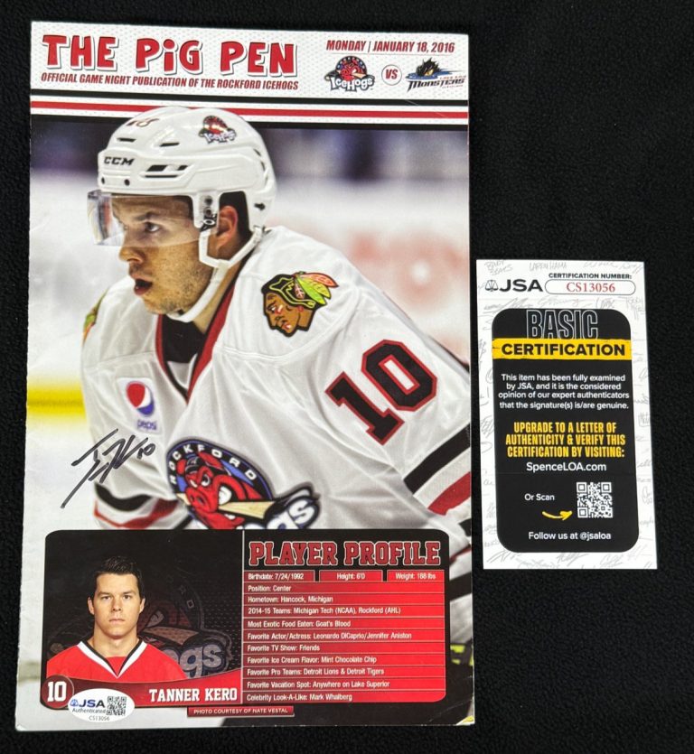 Tanner Kero Signed Blackhawks Rockford Ice Hawks Program Magazine #3 JSA COA