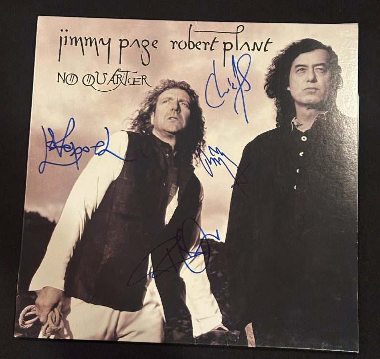 ROBERT PLANT & JIMMY  PAGE Signed No Quarter LP ALBUM COVER Beckett (BAS) LOA