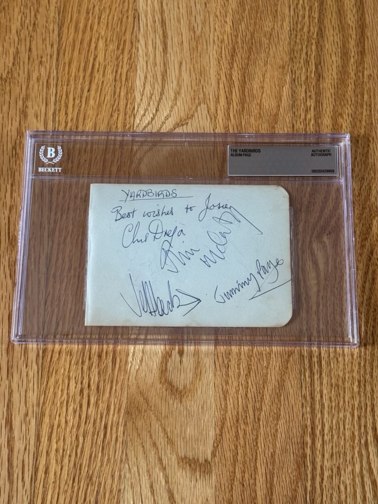 Fantastic Yardbirds Signed Album Page -  Dreja McCarty Beck Jimmy Page Beckett