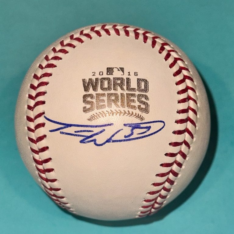 TRAVIS WOOD (Cubs) Signed Official 2016 WORLD SERIES Baseball Beckett (BAS)